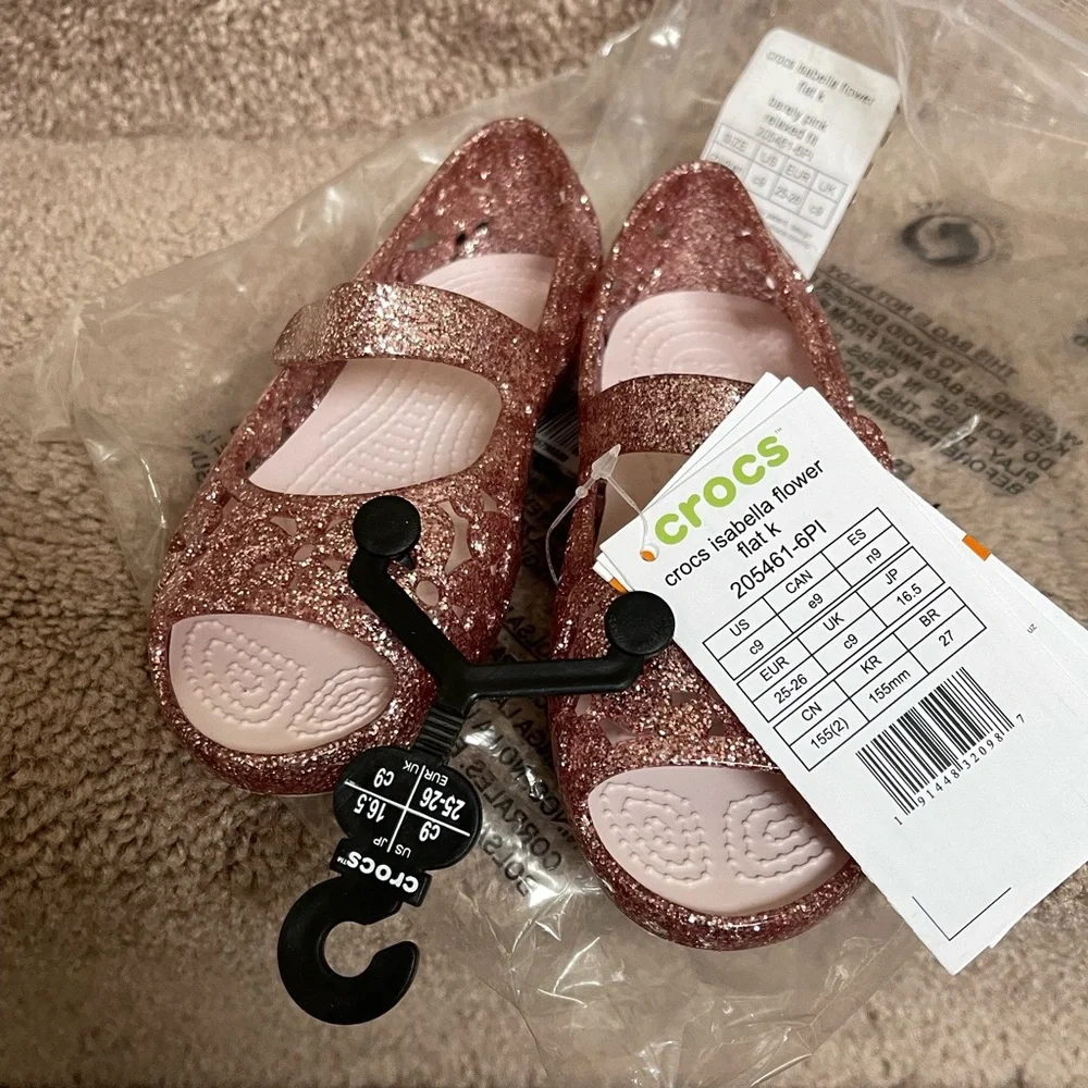 New Crocs Toddler Girl Isabella Flower Flat Sandal - Picture 12 of 13